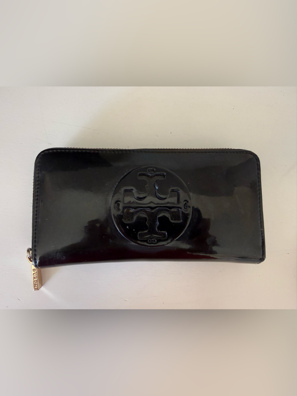 Tory Burch Black Patent Leather Continental Wallet
